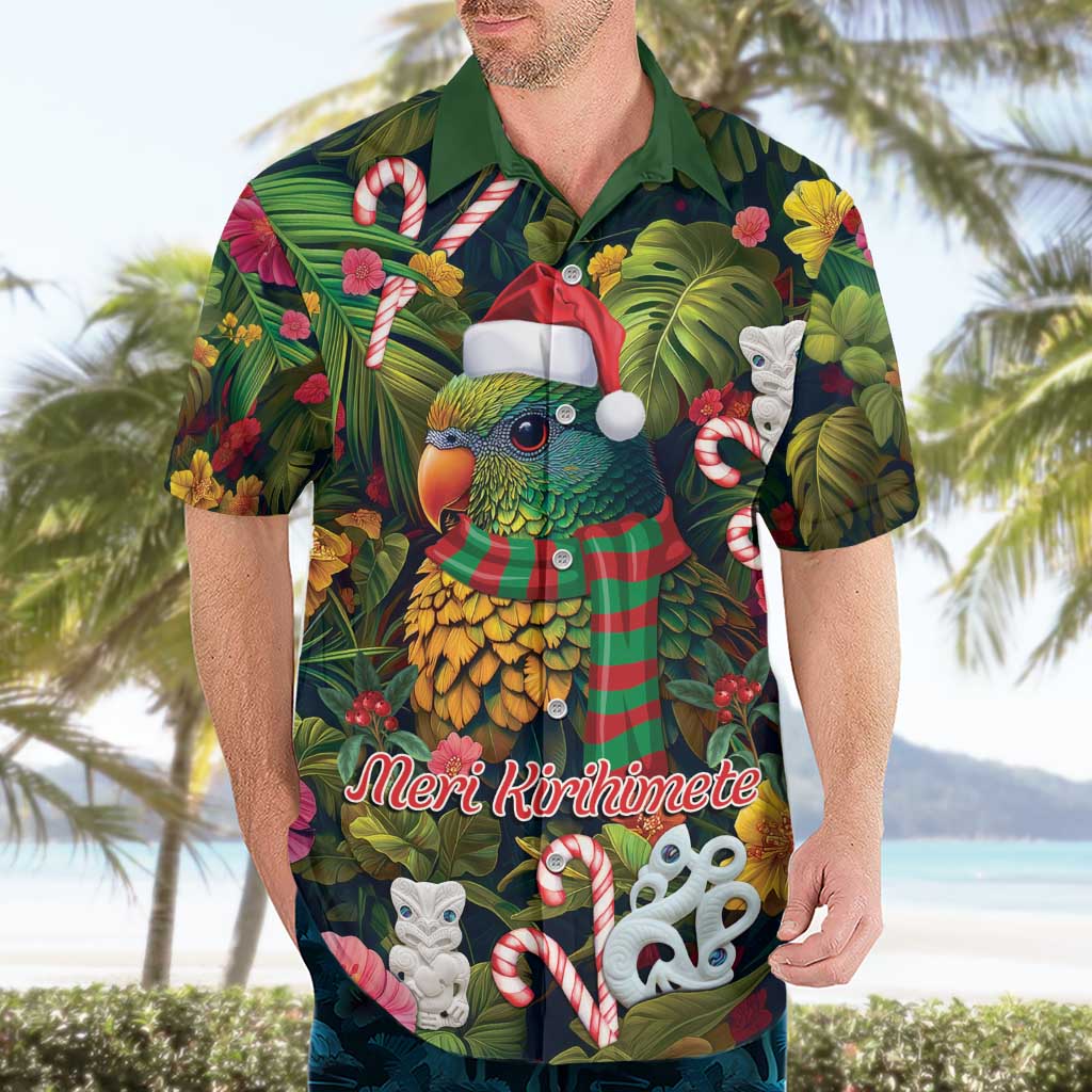 Meri Kirihimete Kakapo Santa Hawaiian Shirt Merry Christmas with Tropical Vibe - Vibe Hoodie Shop