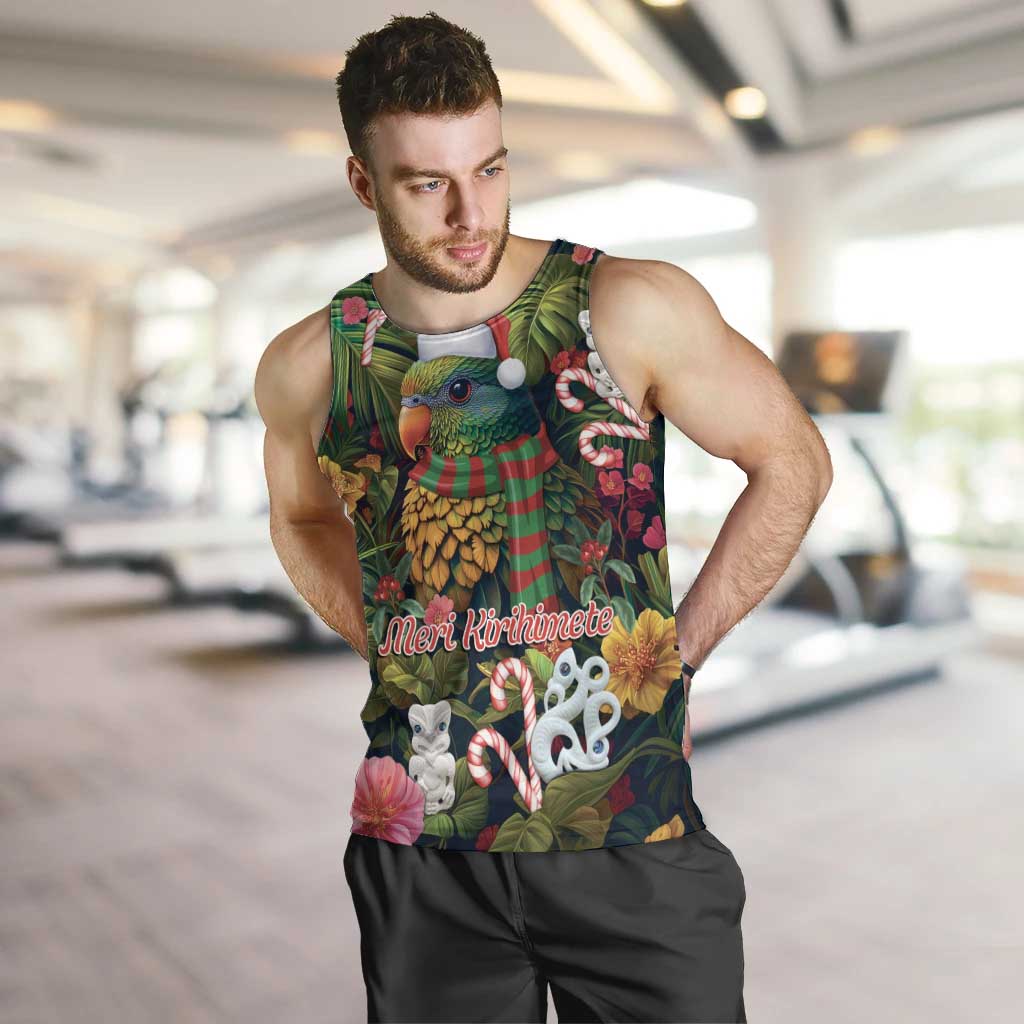 Meri Kirihimete Kakapo Santa Men Tank Top Merry Christmas with Tropical Vibe - Vibe Hoodie Shop