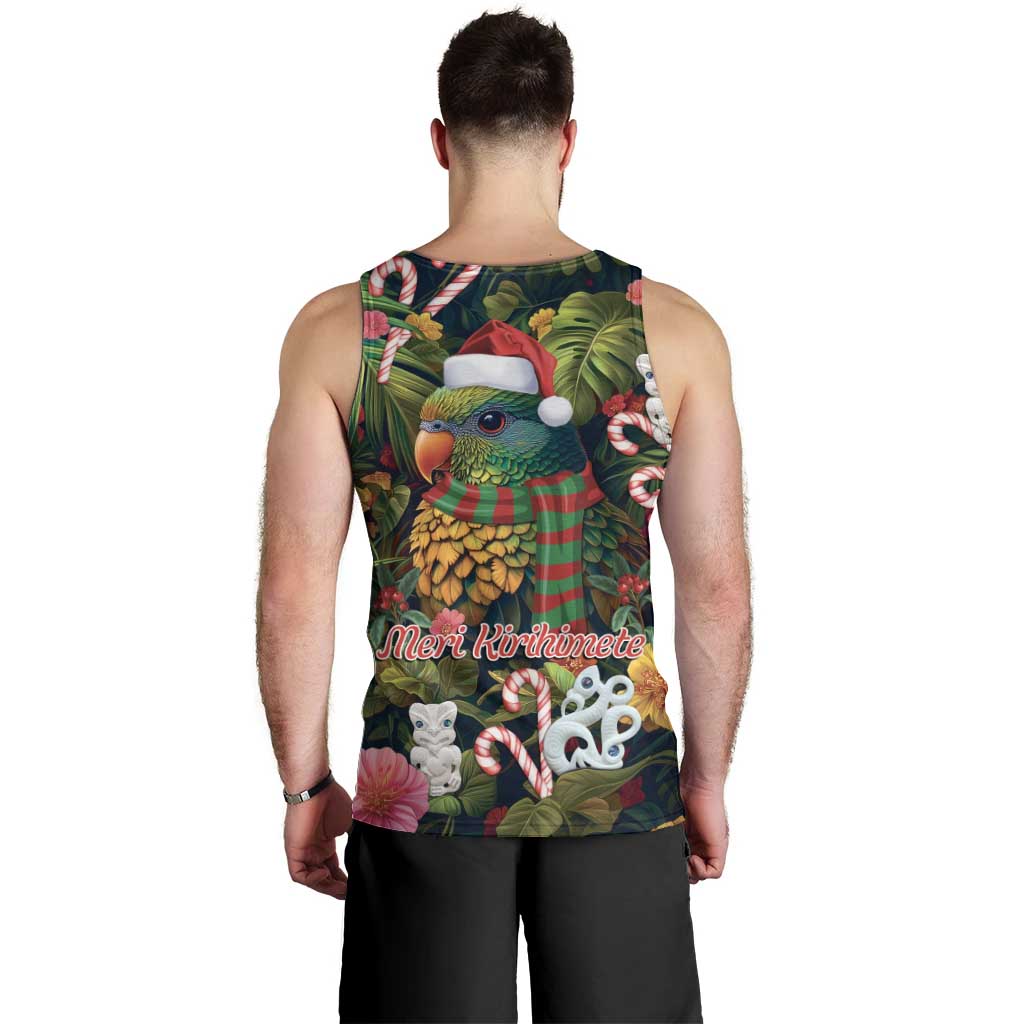 Meri Kirihimete Kakapo Santa Men Tank Top Merry Christmas with Tropical Vibe - Vibe Hoodie Shop