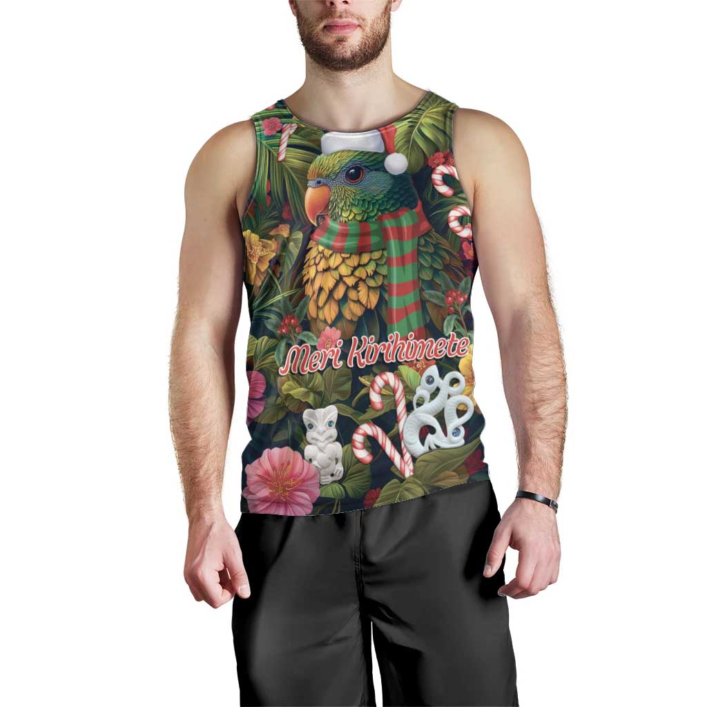 Meri Kirihimete Kakapo Santa Men Tank Top Merry Christmas with Tropical Vibe - Vibe Hoodie Shop