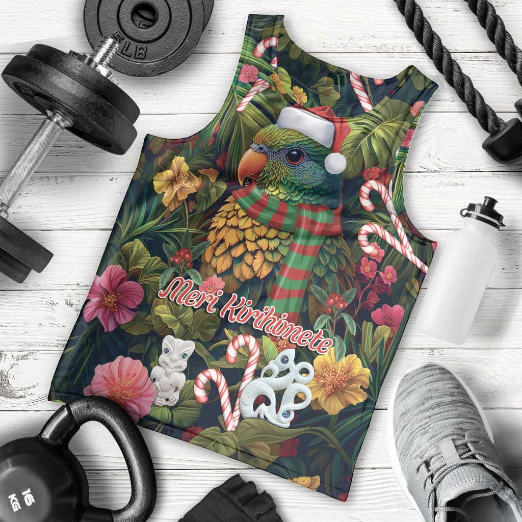 Meri Kirihimete Kakapo Santa Men Tank Top Merry Christmas with Tropical Vibe - Vibe Hoodie Shop
