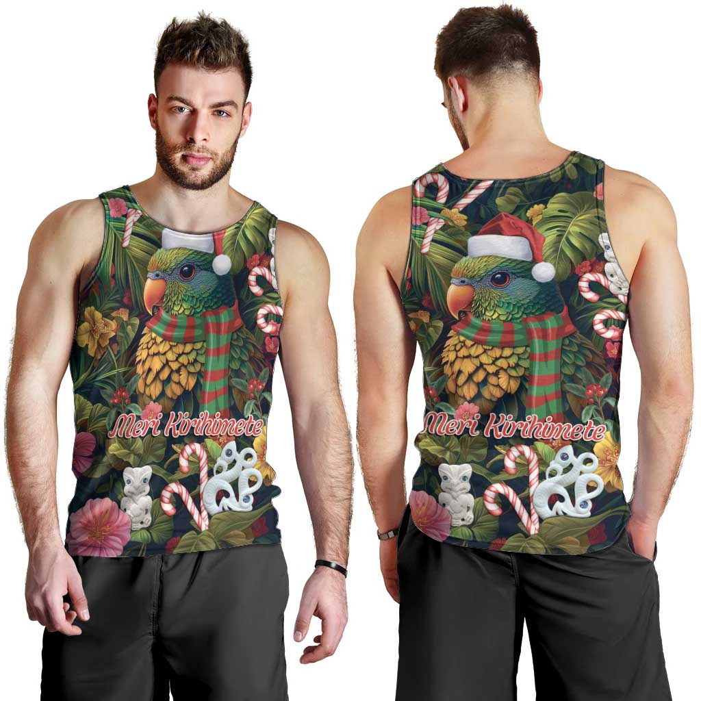 Meri Kirihimete Kakapo Santa Men Tank Top Merry Christmas with Tropical Vibe - Vibe Hoodie Shop