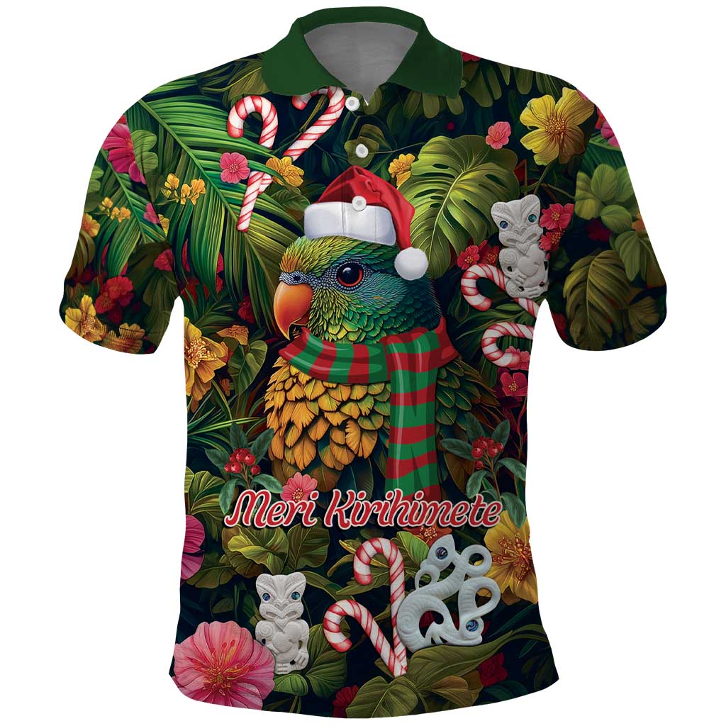 Meri Kirihimete Kakapo Santa Polo Shirt Merry Christmas with Tropical Vibe LT9 - Vibe Hoodie Shop