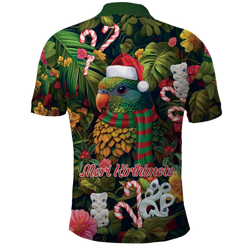 Meri Kirihimete Kakapo Santa Polo Shirt Merry Christmas with Tropical Vibe LT9 - Vibe Hoodie Shop