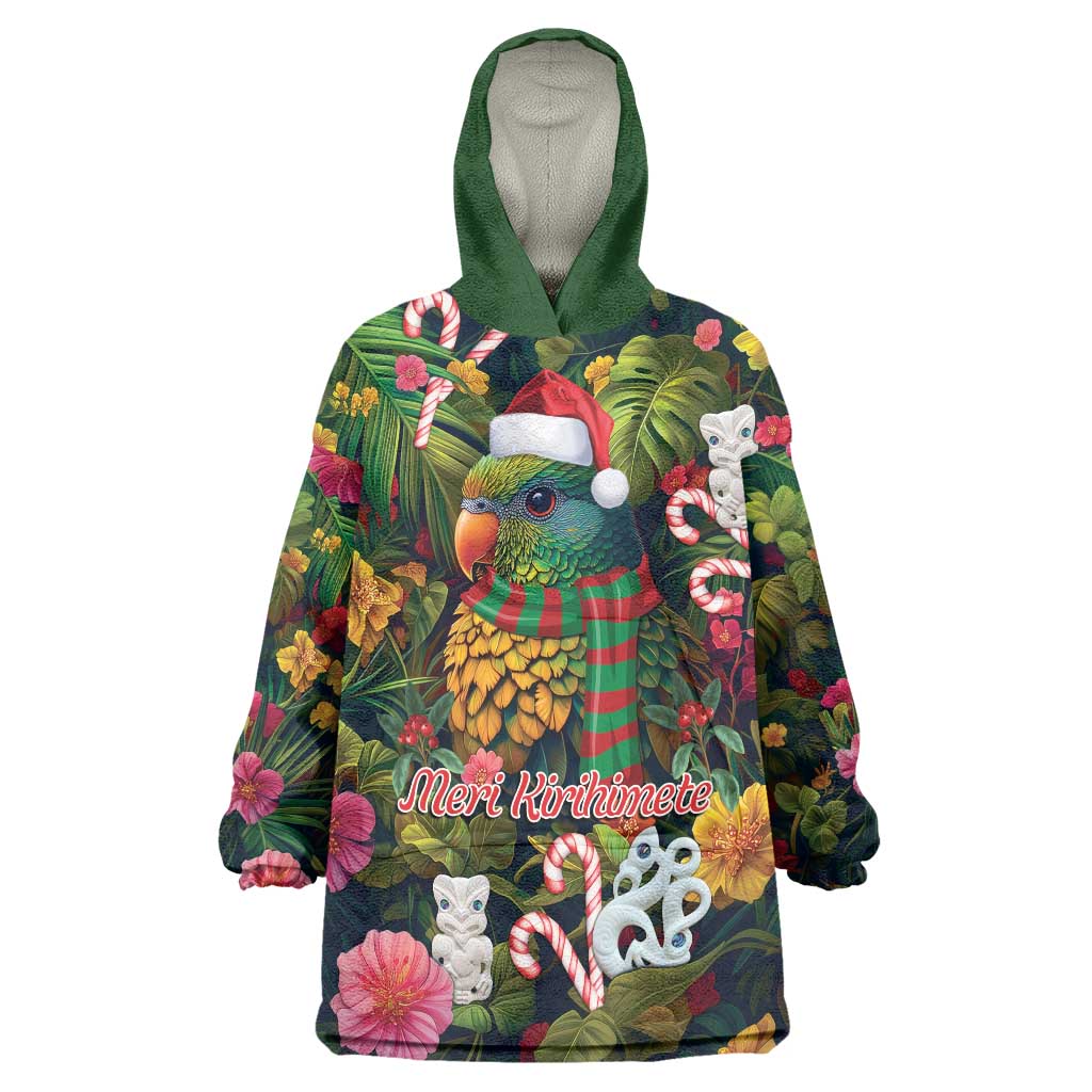 Meri Kirihimete Kakapo Santa Wearable Blanket Hoodie Merry Christmas with Tropical Vibe - Vibe Hoodie Shop