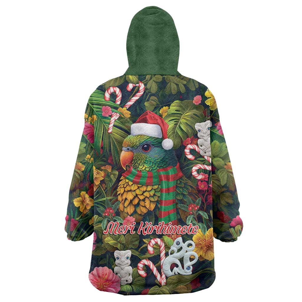 Meri Kirihimete Kakapo Santa Wearable Blanket Hoodie Merry Christmas with Tropical Vibe - Vibe Hoodie Shop