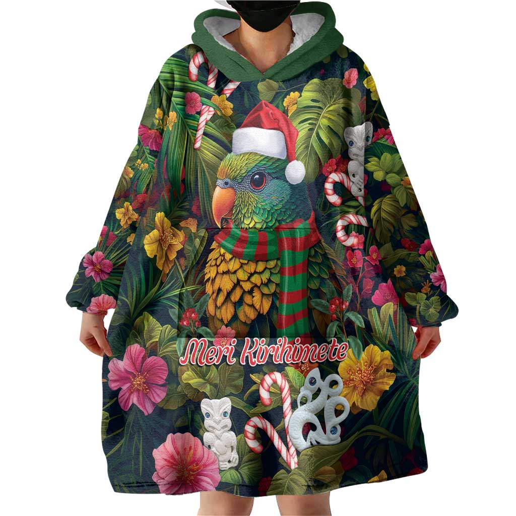 Meri Kirihimete Kakapo Santa Wearable Blanket Hoodie Merry Christmas with Tropical Vibe - Vibe Hoodie Shop