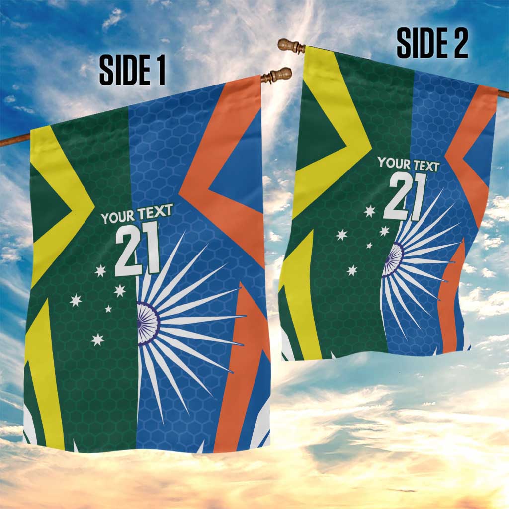 India vs Australia Custom Garden Flag Blue vs Gold Cricket Heritage - Vibe Hoodie