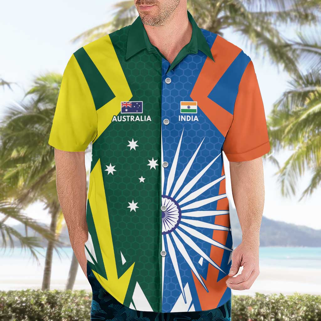India vs Australia Custom Hawaiian Shirt Blue vs Gold Cricket Heritage - Vibe Hoodie