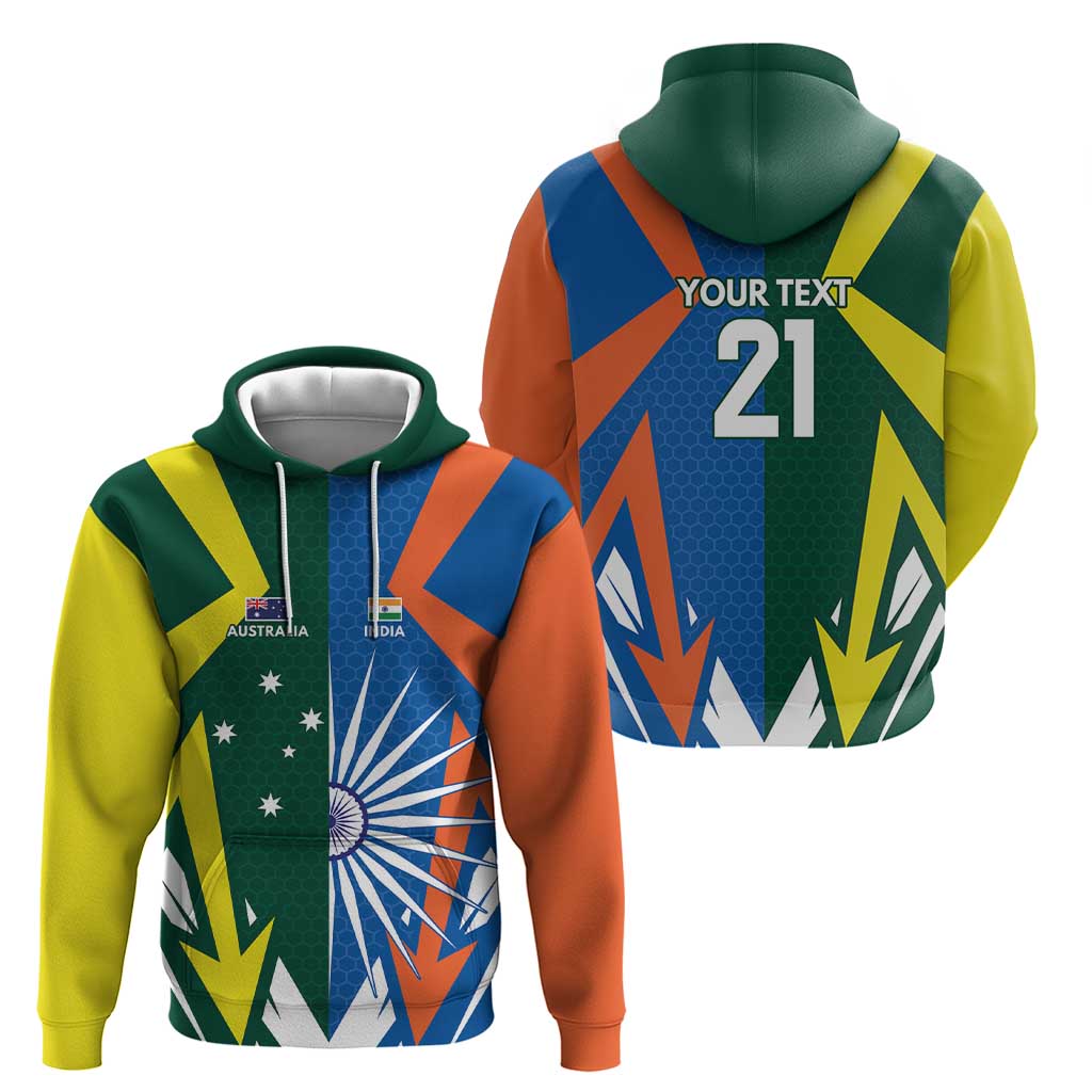 India vs Australia Custom Hoodie Blue vs Gold Cricket Heritage - Vibe Hoodie