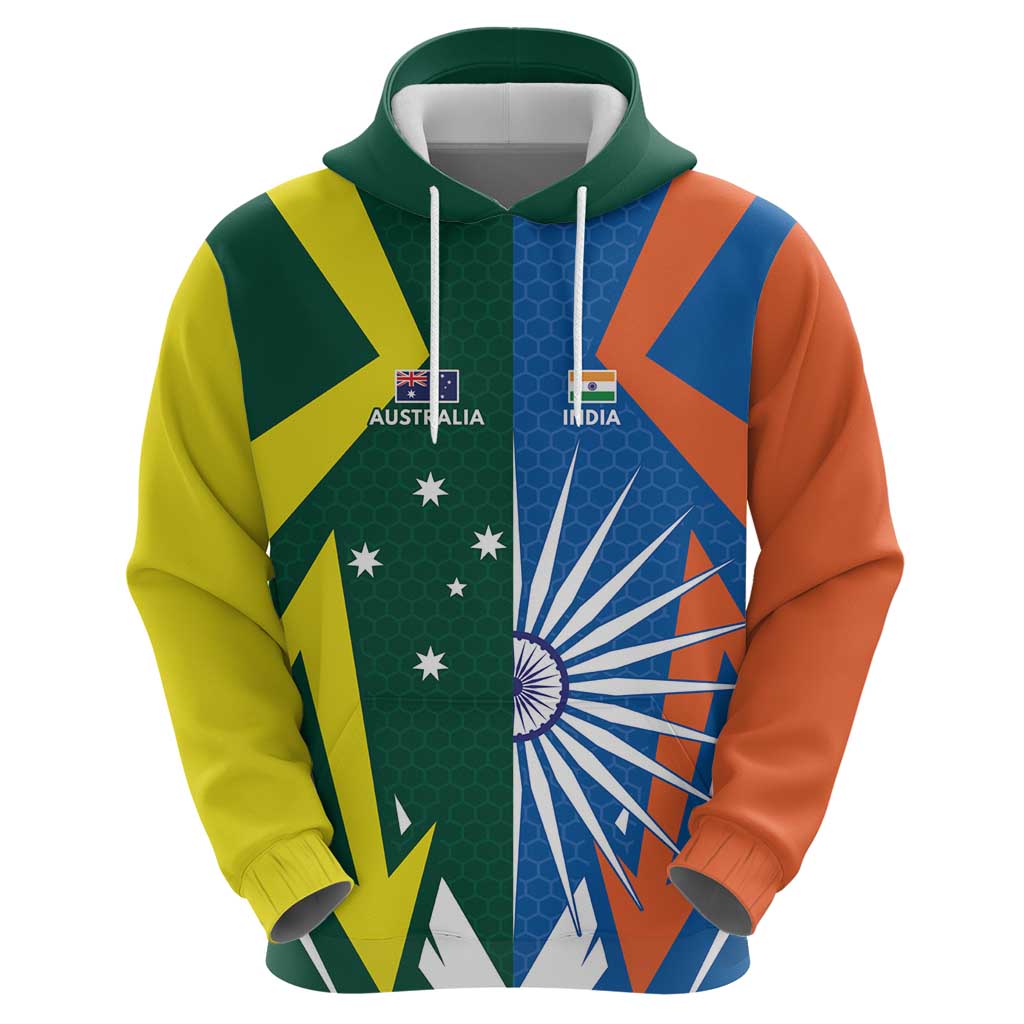 India vs Australia Custom Hoodie Blue vs Gold Cricket Heritage - Vibe Hoodie