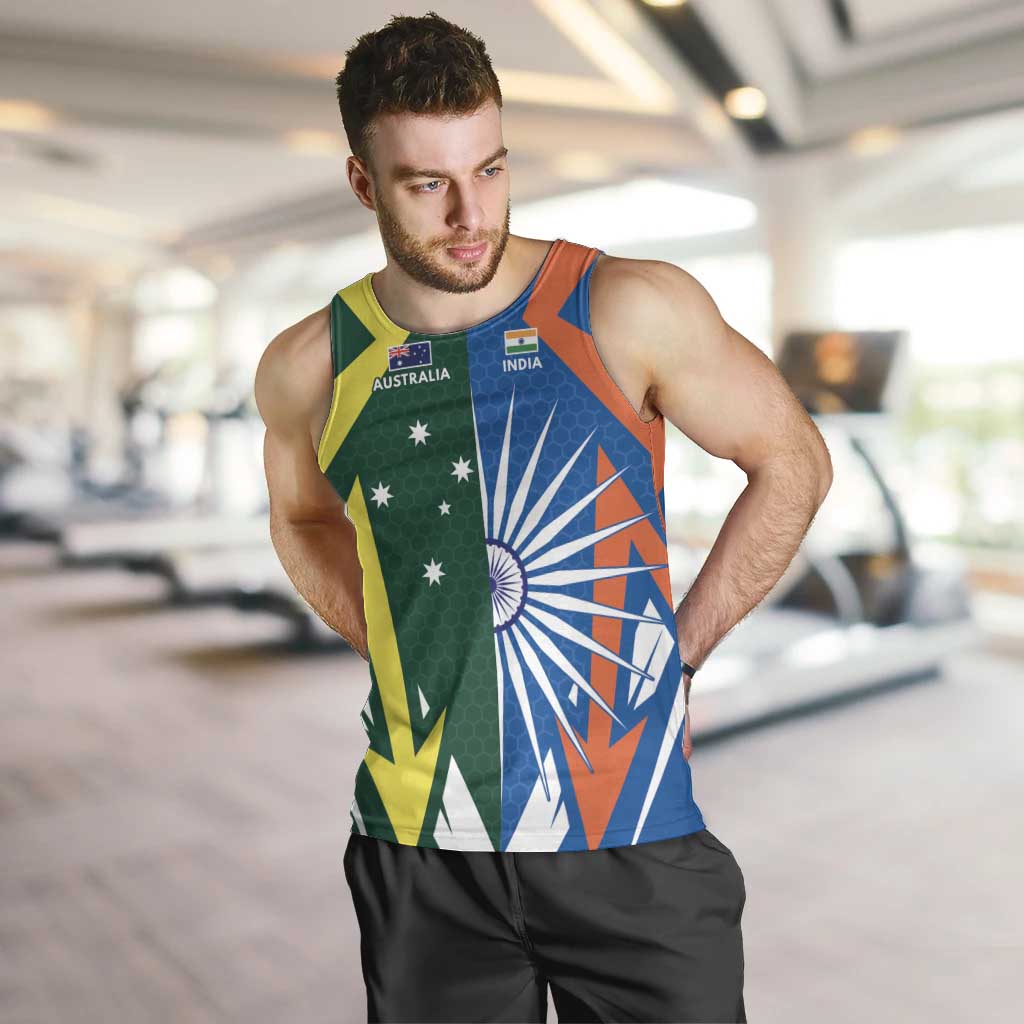 India vs Australia Custom Men Tank Top Blue vs Gold Cricket Heritage - Vibe Hoodie