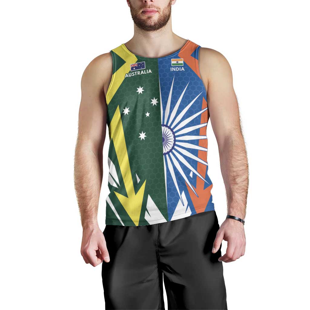India vs Australia Custom Men Tank Top Blue vs Gold Cricket Heritage - Vibe Hoodie