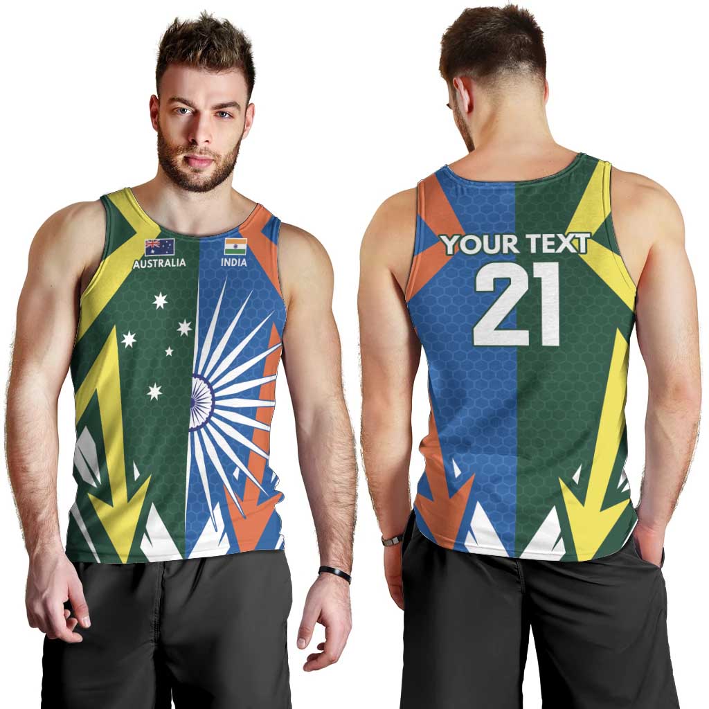 India vs Australia Custom Men Tank Top Blue vs Gold Cricket Heritage - Vibe Hoodie