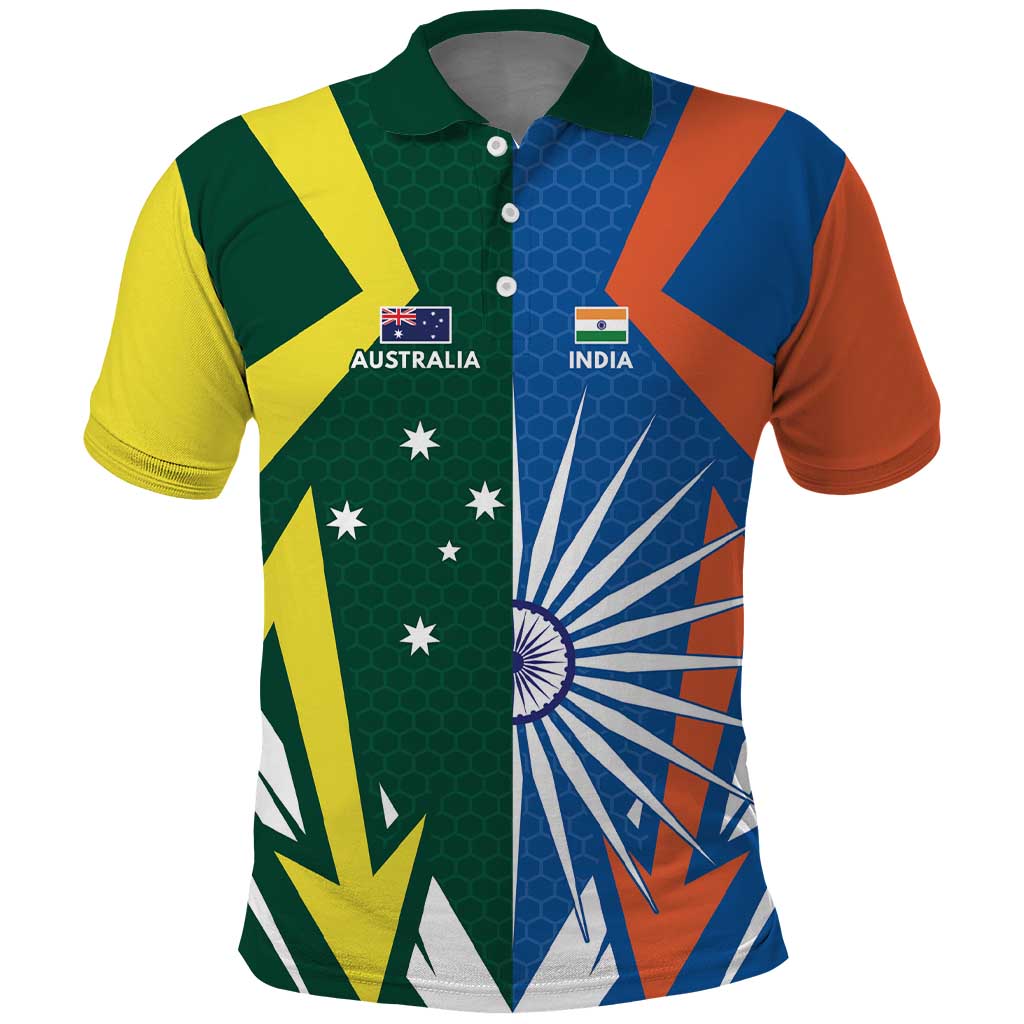 India vs Australia Custom Polo Shirt Blue vs Gold Cricket Heritage - Vibe Hoodie