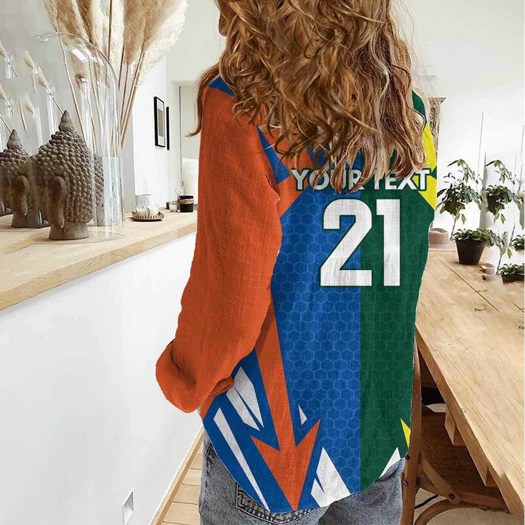 India vs Australia Custom Women Casual Shirt Blue vs Gold Cricket Heritage - Vibe Hoodie