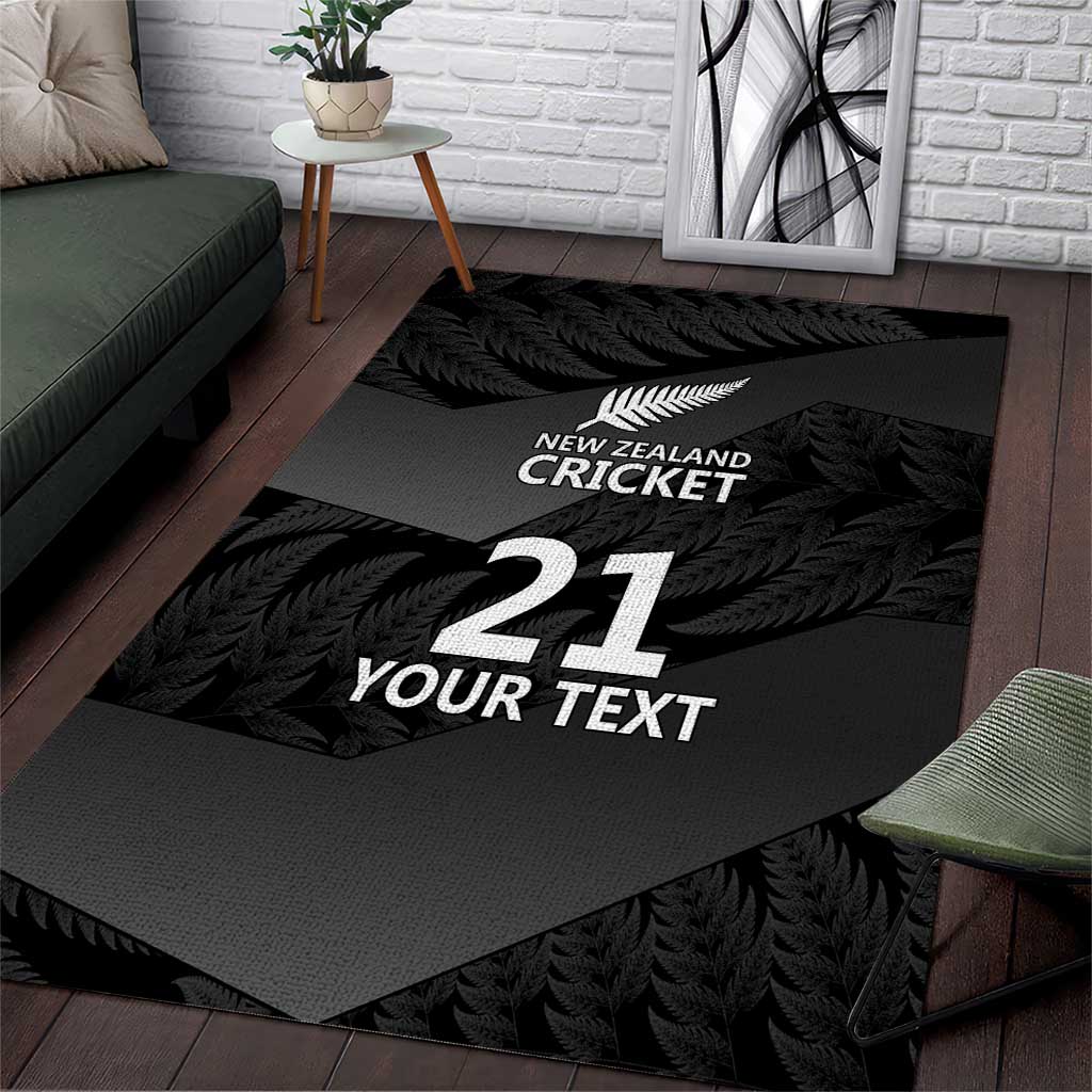 New Zealand Cricket Custom Area Rug Potae Pango Black Fern Pattern - Vibe Hoodie Shop