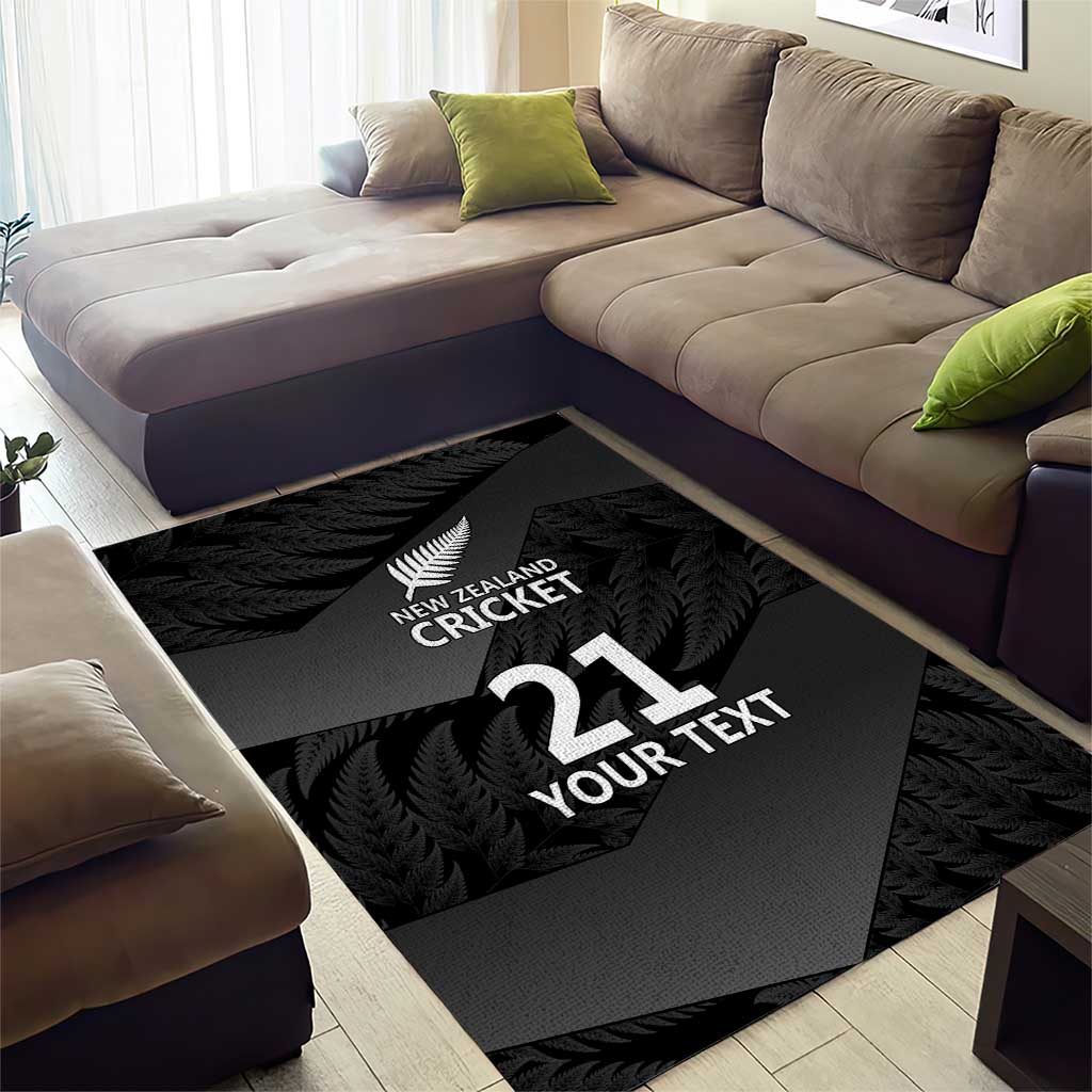 New Zealand Cricket Custom Area Rug Potae Pango Black Fern Pattern - Vibe Hoodie Shop