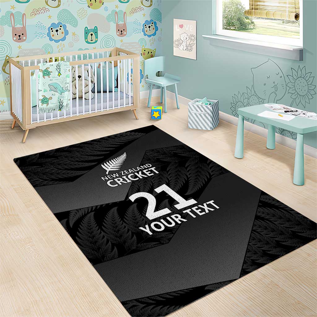 New Zealand Cricket Custom Area Rug Potae Pango Black Fern Pattern - Vibe Hoodie Shop