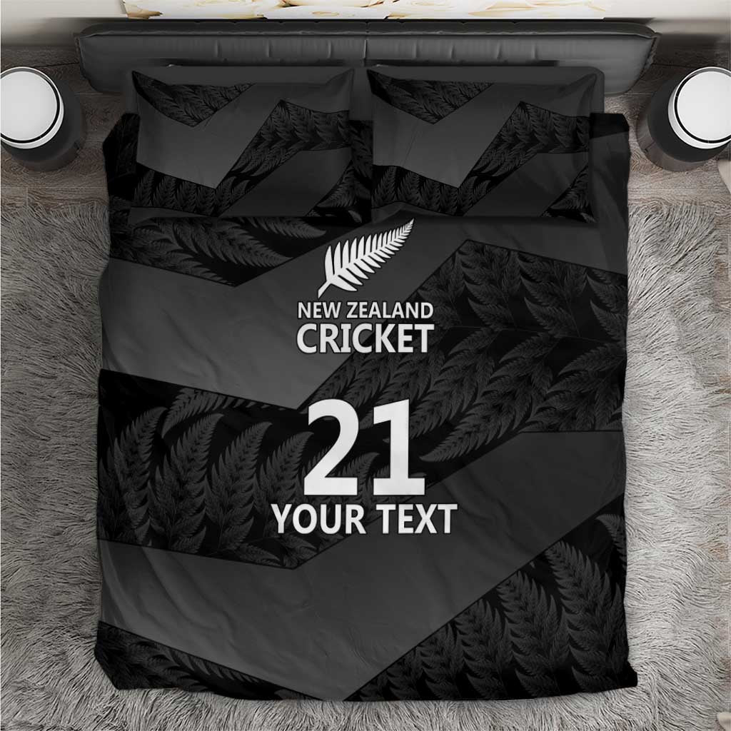 New Zealand Cricket Custom Bedding Set Potae Pango Black Fern Pattern - Vibe Hoodie Shop