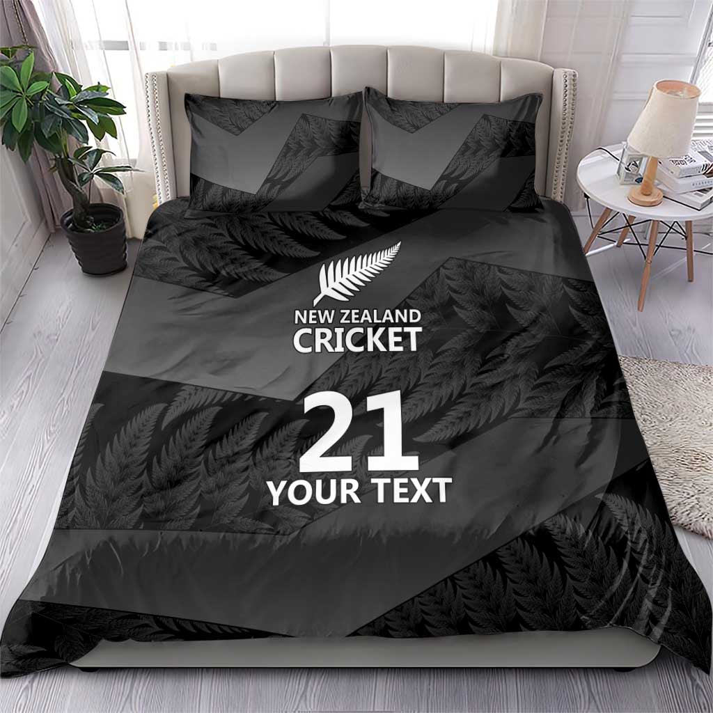 New Zealand Cricket Custom Bedding Set Potae Pango Black Fern Pattern - Vibe Hoodie Shop