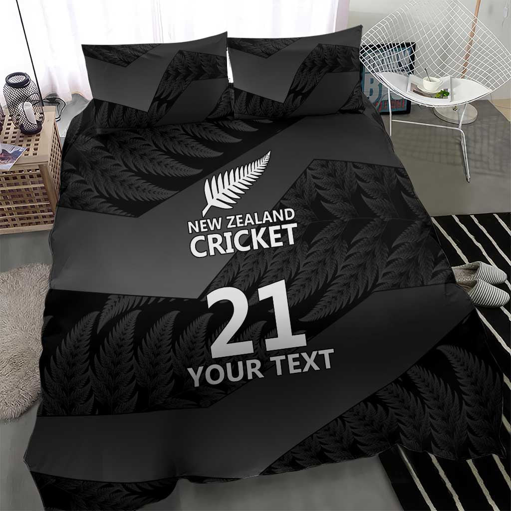 New Zealand Cricket Custom Bedding Set Potae Pango Black Fern Pattern - Vibe Hoodie Shop