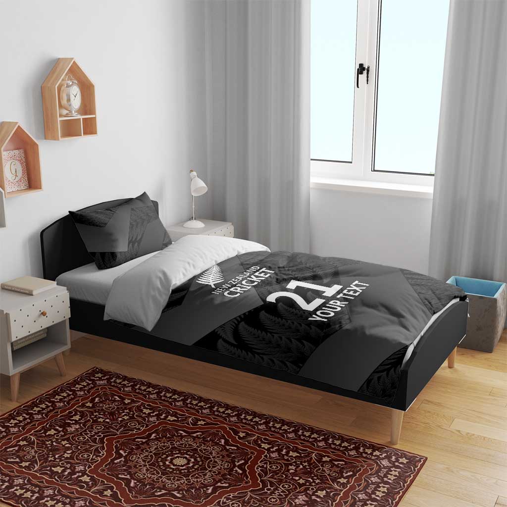 New Zealand Cricket Custom Bedding Set Potae Pango Black Fern Pattern - Vibe Hoodie Shop