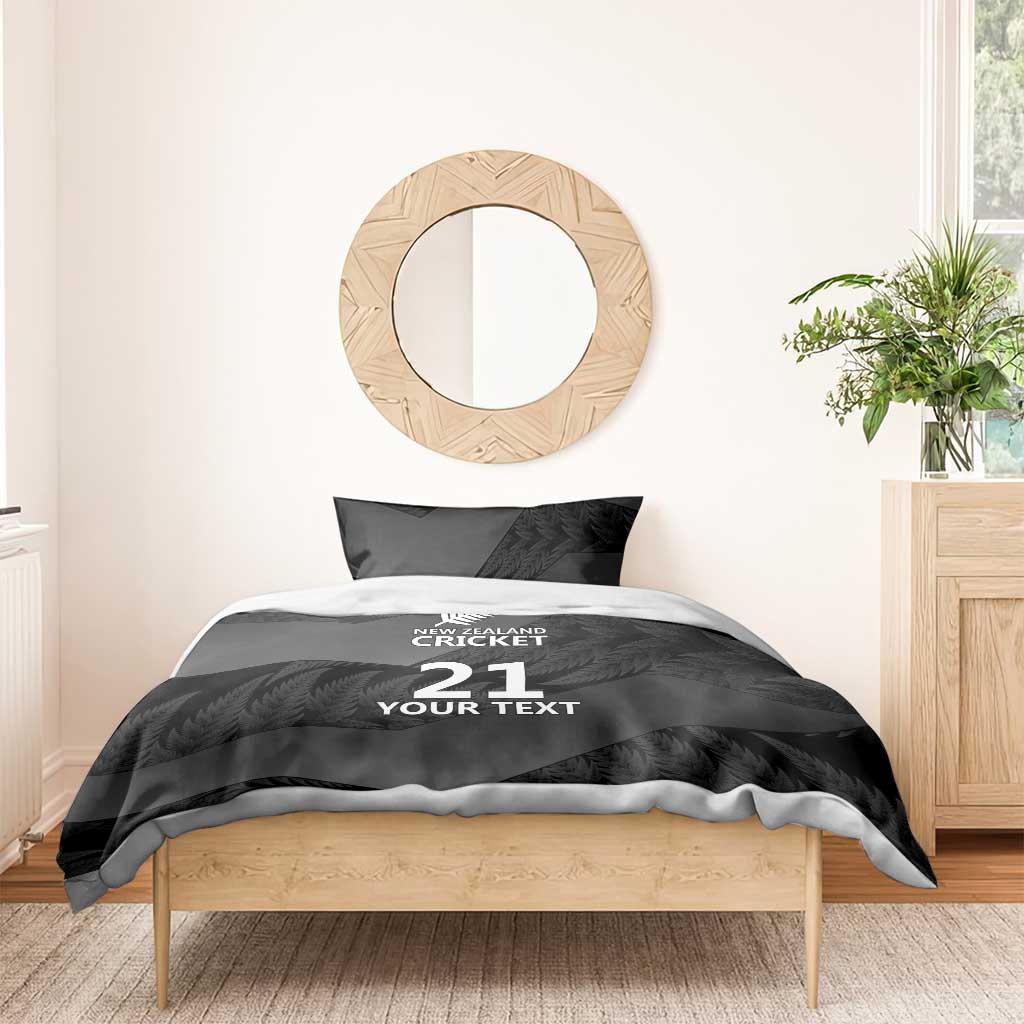 New Zealand Cricket Custom Bedding Set Potae Pango Black Fern Pattern - Vibe Hoodie Shop
