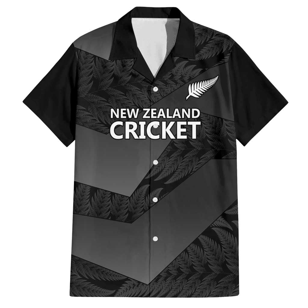 New Zealand Cricket Custom Family Matching Long Sleeve Bodycon Dress and Hawaiian Shirt Potae Pango Black Fern Pattern