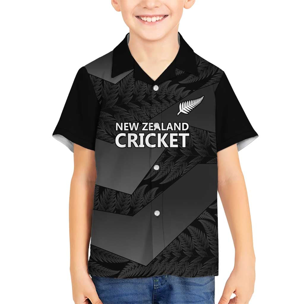 New Zealand Cricket Custom Family Matching Long Sleeve Bodycon Dress and Hawaiian Shirt Potae Pango Black Fern Pattern