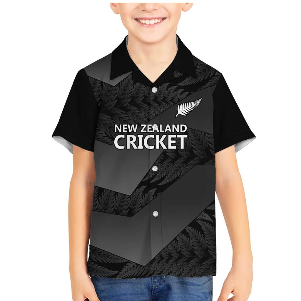 New Zealand Cricket Custom Family Matching Mermaid Dress and Hawaiian Shirt Potae Pango Black Fern Pattern