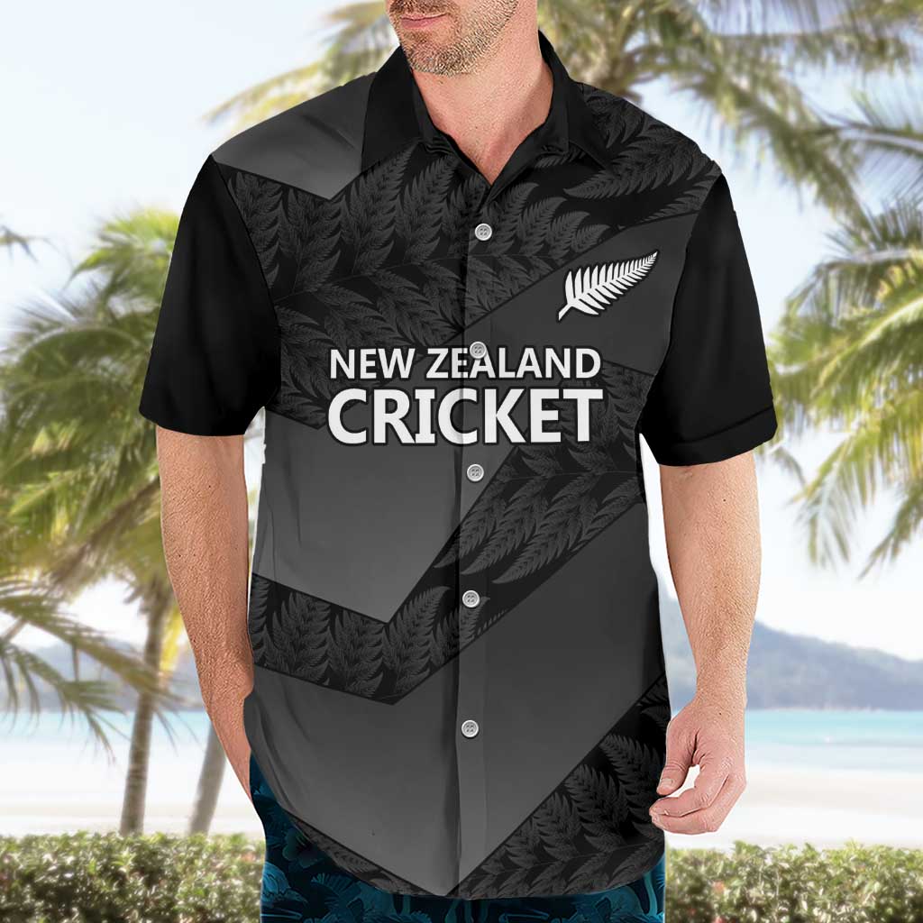 New Zealand Cricket Custom Hawaiian Shirt Potae Pango Black Fern Pattern - Vibe Hoodie Shop