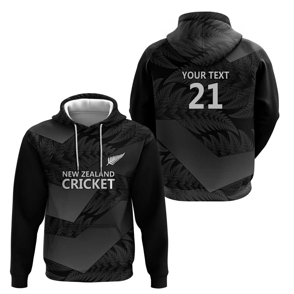 New Zealand Cricket Custom Hoodie Potae Pango Black Fern Pattern LT9 - Vibe Hoodie Shop