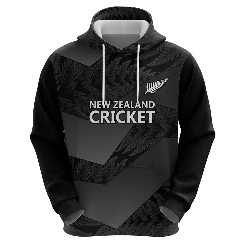 New Zealand Cricket Custom Hoodie Potae Pango Black Fern Pattern LT9 - Vibe Hoodie Shop