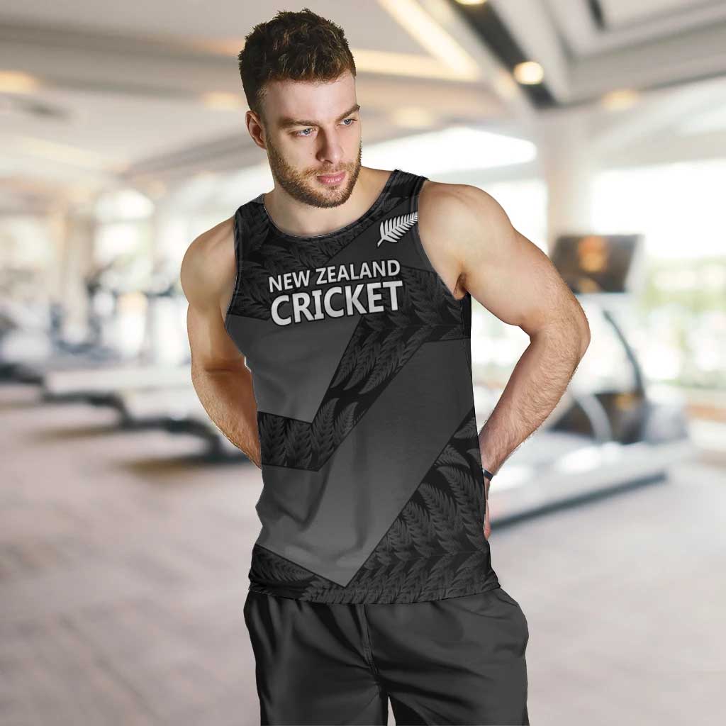 New Zealand Cricket Custom Men Tank Top Potae Pango Black Fern Pattern - Vibe Hoodie Shop