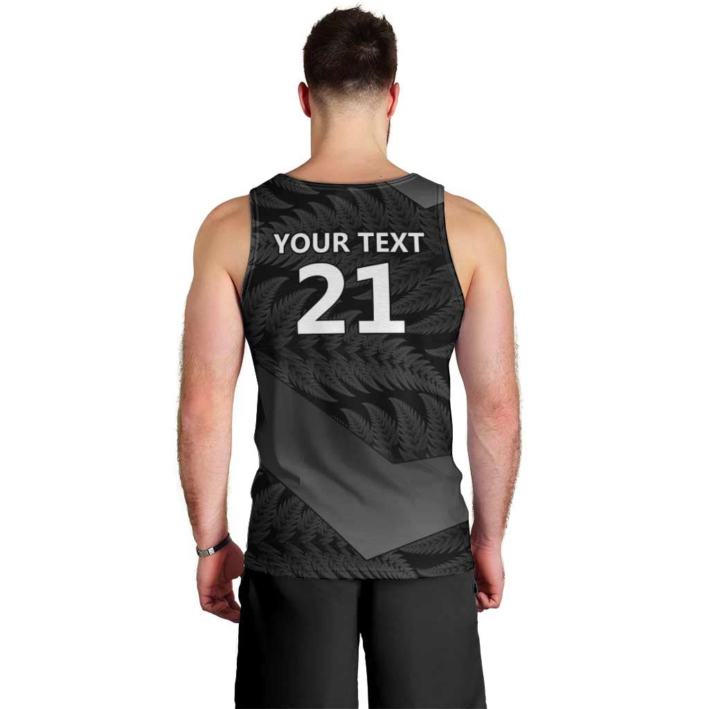 New Zealand Cricket Custom Men Tank Top Potae Pango Black Fern Pattern - Vibe Hoodie Shop