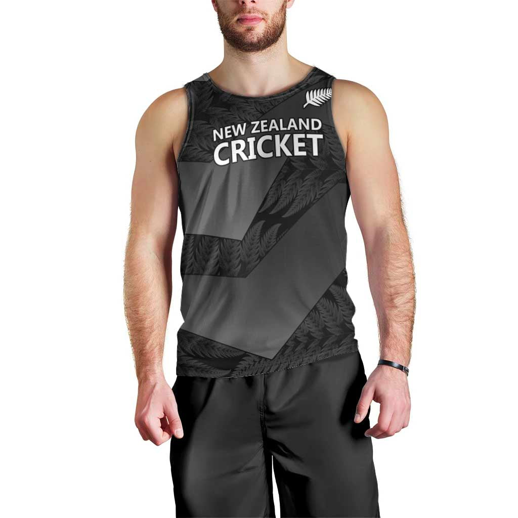 New Zealand Cricket Custom Men Tank Top Potae Pango Black Fern Pattern - Vibe Hoodie Shop