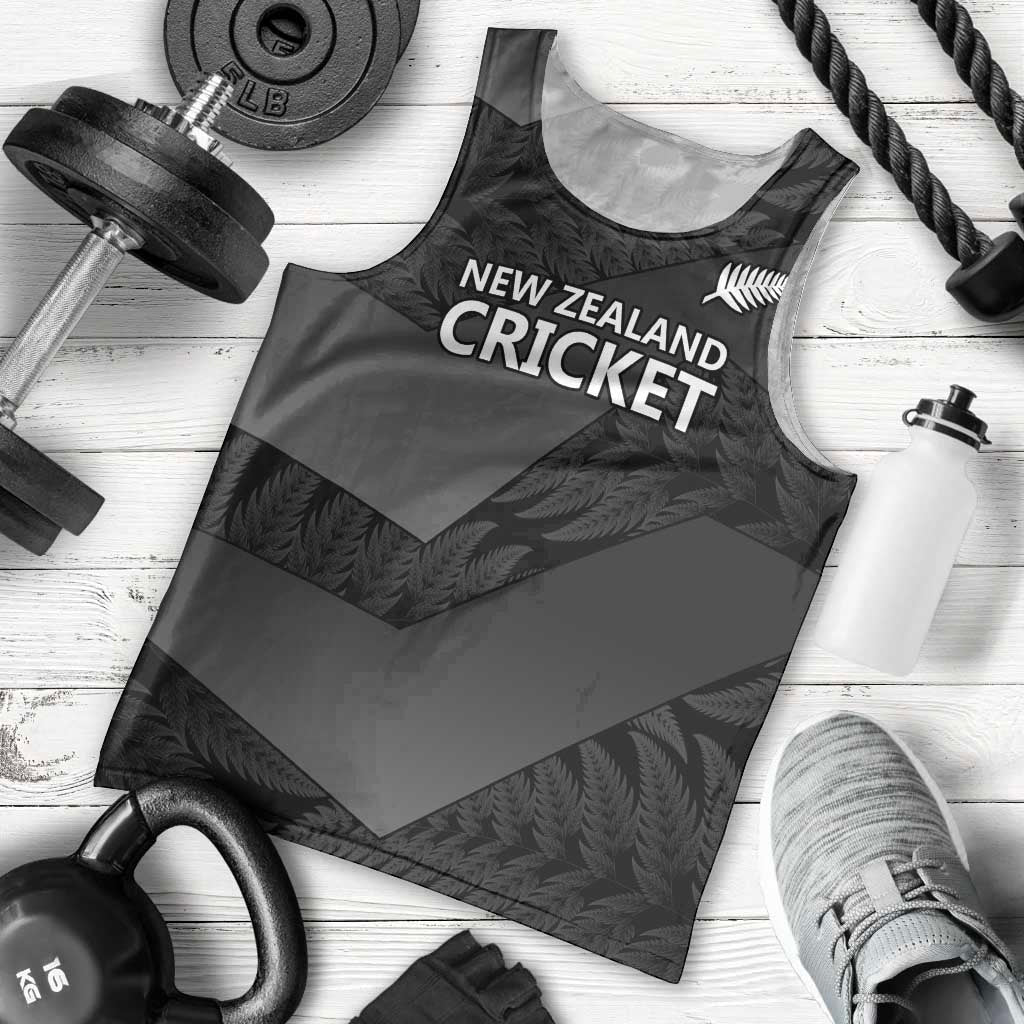 New Zealand Cricket Custom Men Tank Top Potae Pango Black Fern Pattern - Vibe Hoodie Shop