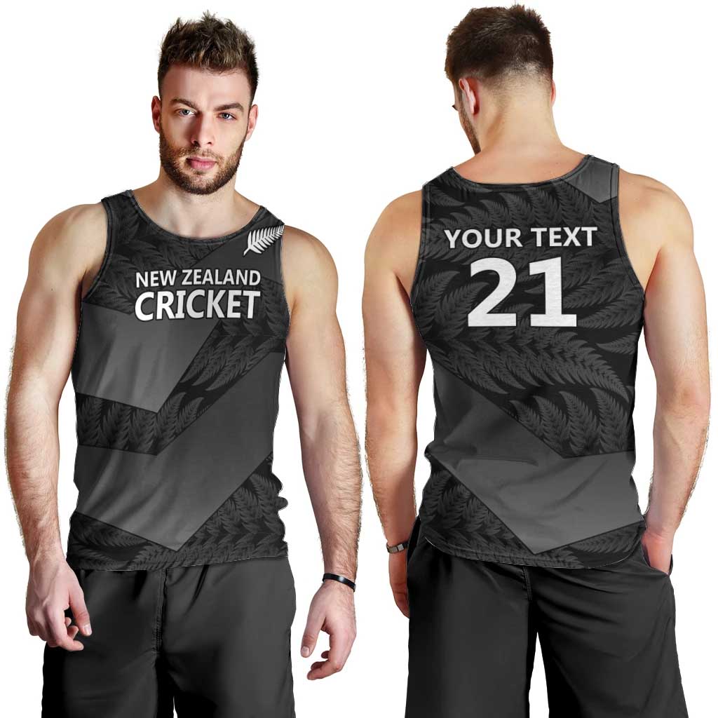 New Zealand Cricket Custom Men Tank Top Potae Pango Black Fern Pattern - Vibe Hoodie Shop