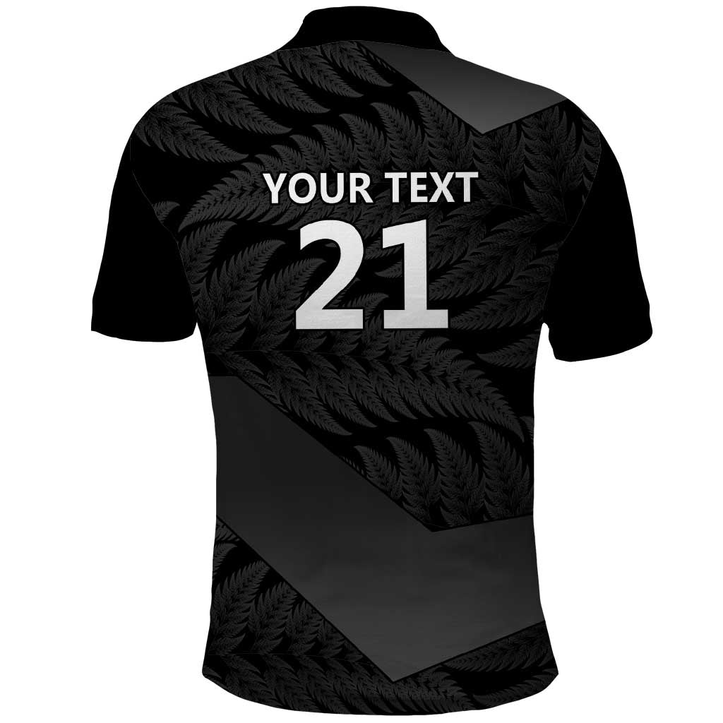 New Zealand Cricket Custom Polo Shirt Potae Pango Black Fern Pattern LT9 - Vibe Hoodie Shop