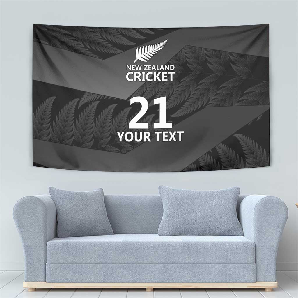 New Zealand Cricket Custom Tapestry Potae Pango Black Fern Pattern - Vibe Hoodie Shop