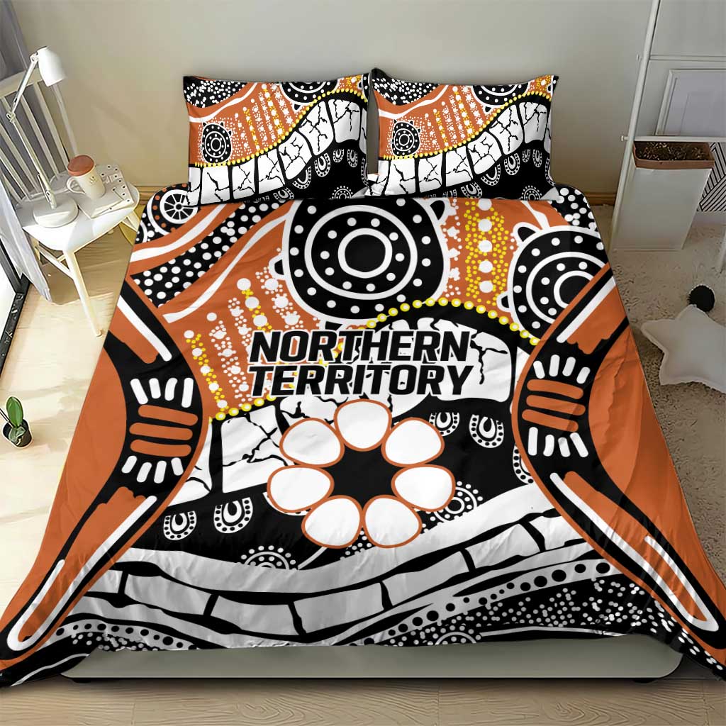 Australian Northern Territory Bedding Set Aboriginal with Sturt's Desert Rose - Vibe Hoodie Shop