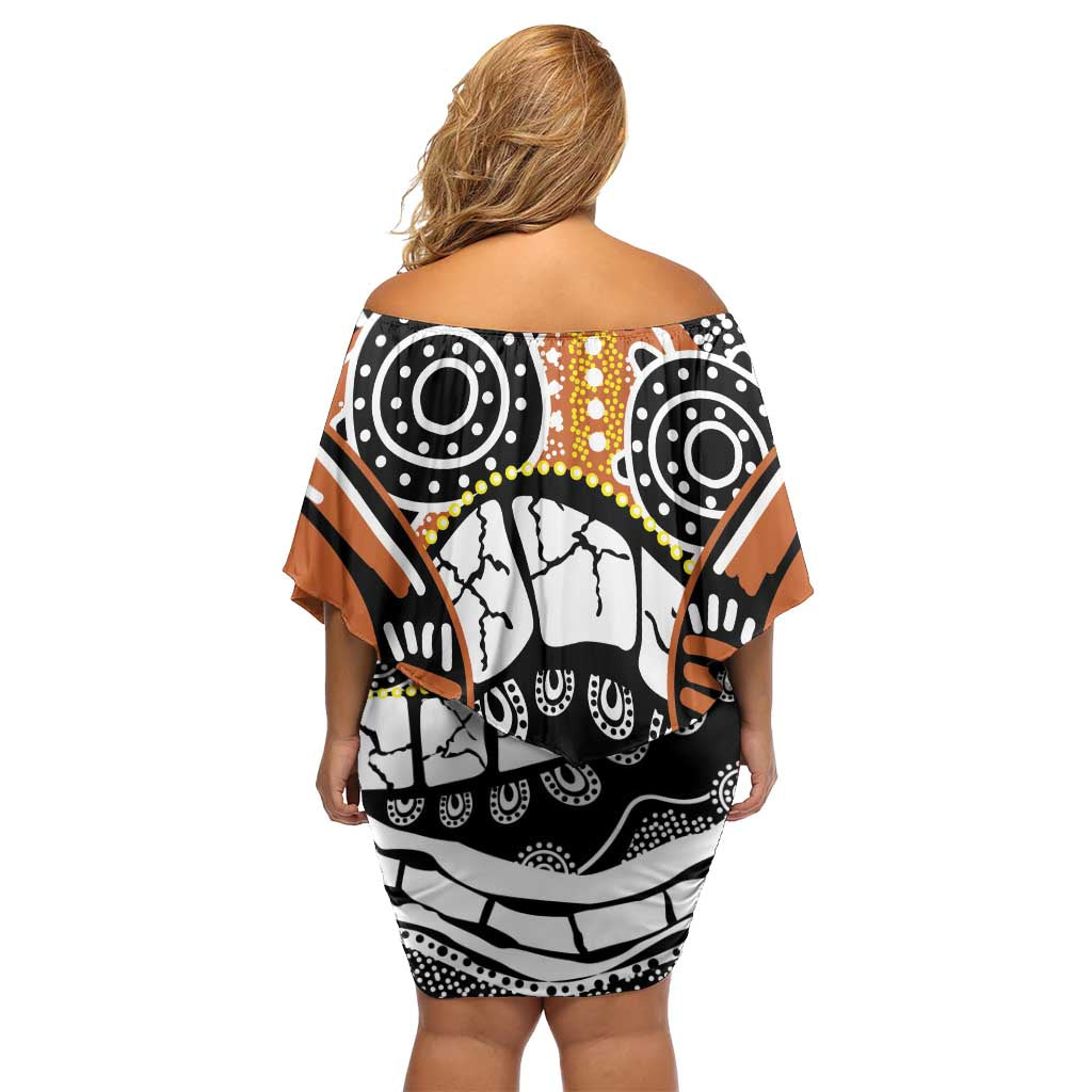 Australian Northern Territory Family Matching Off Shoulder Short Dress and Hawaiian Shirt Aboriginal with Sturt's Desert Rose