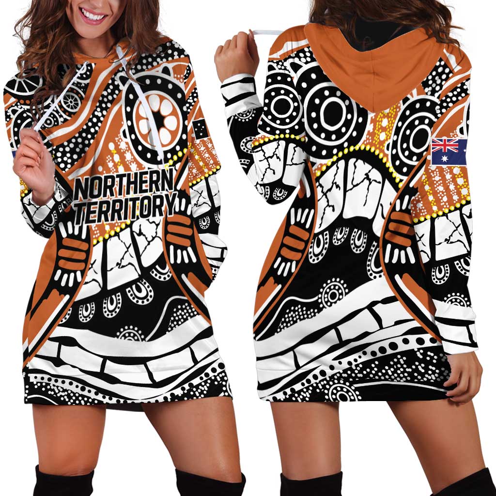 Australian Northern Territory Hoodie Dress Aboriginal with Sturt's Desert Rose - Vibe Hoodie Shop