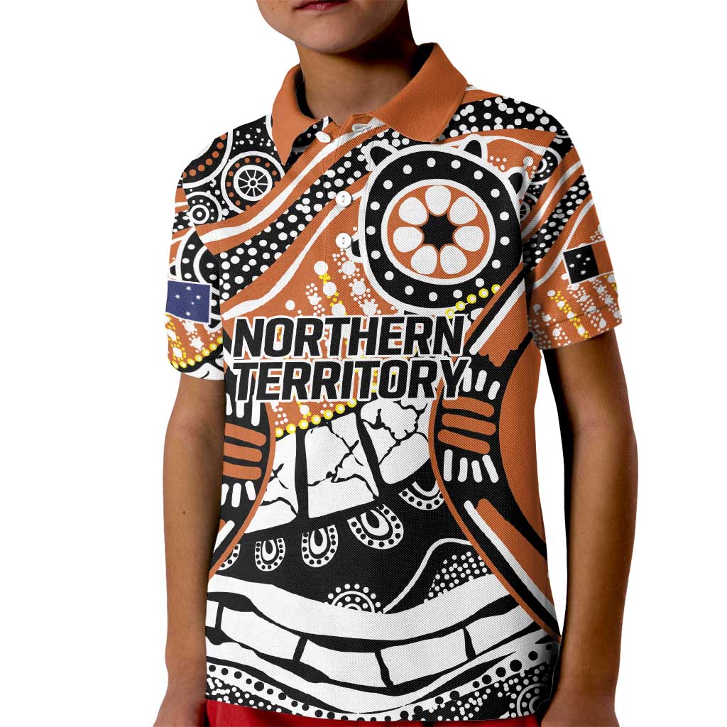 Australian Northern Territory Kid Polo Shirt Aboriginal with Sturt's Desert Rose - Vibe Hoodie Shop