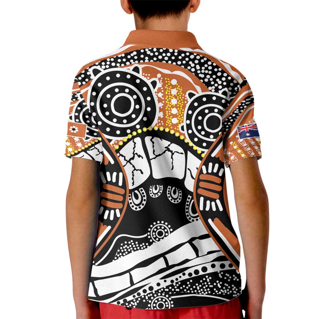 Australian Northern Territory Kid Polo Shirt Aboriginal with Sturt's Desert Rose - Vibe Hoodie Shop