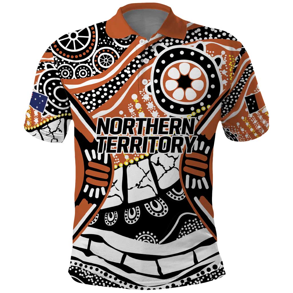 Australian Northern Territory Polo Shirt Aboriginal with Sturt's Desert Rose LT9 - Vibe Hoodie Shop