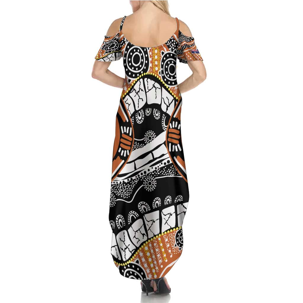 Australian Northern Territory Summer Maxi Dress Aboriginal with Sturt's Desert Rose