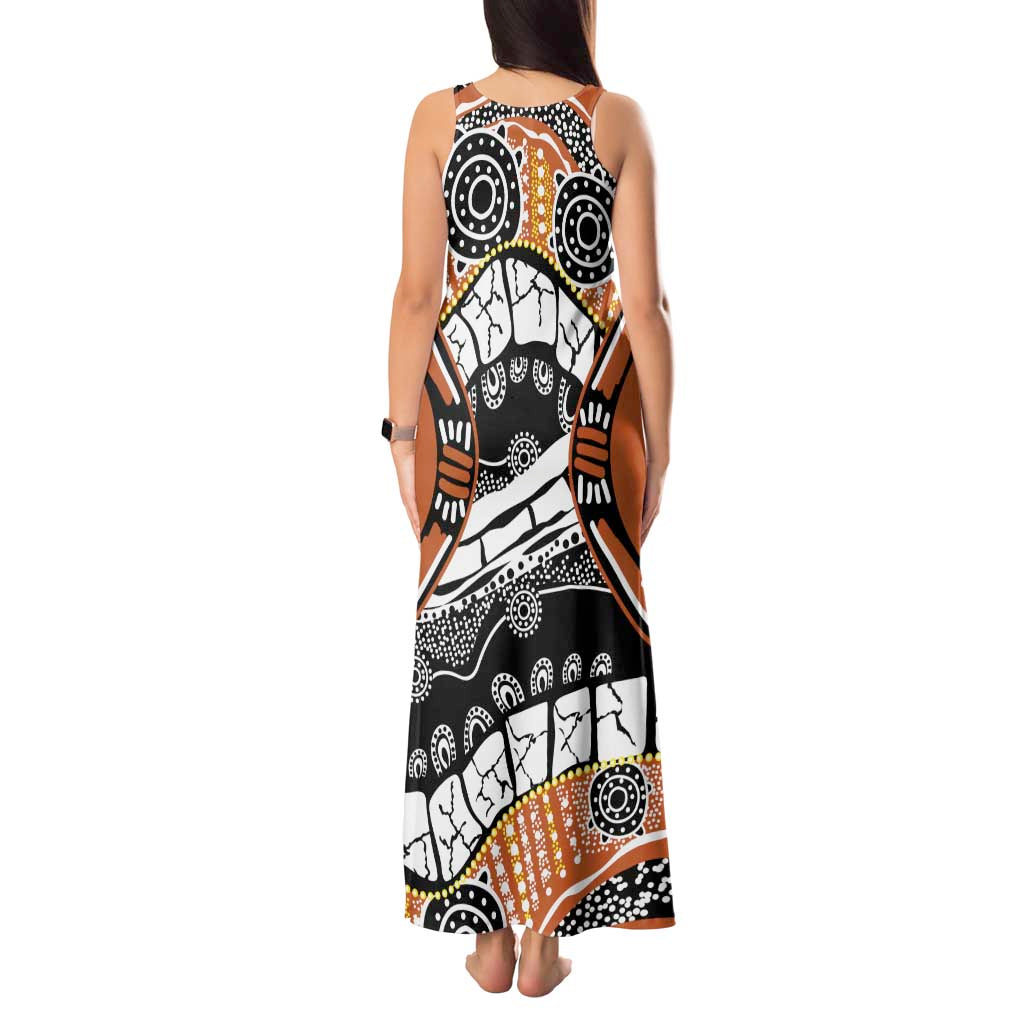 Australian Northern Territory Tank Maxi Dress Aboriginal with Sturt's Desert Rose