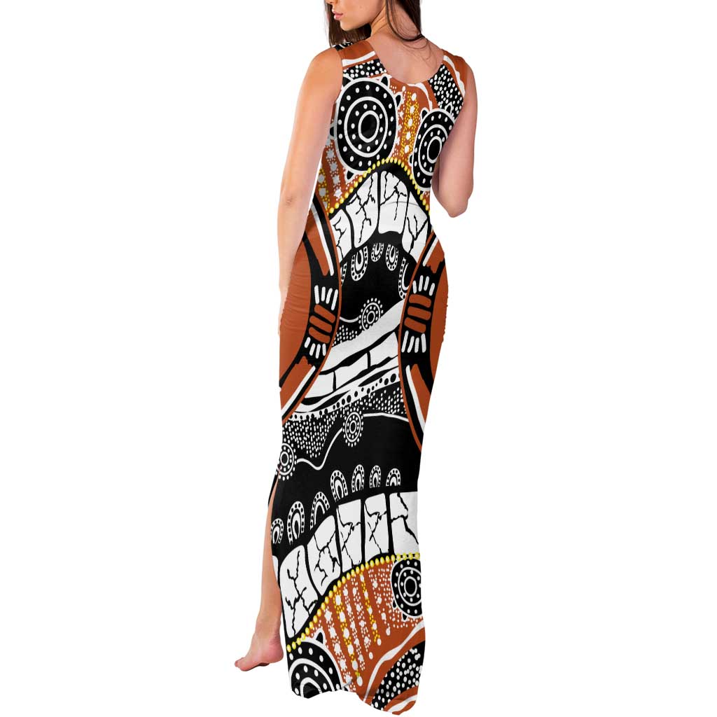 Australian Northern Territory Tank Maxi Dress Aboriginal with Sturt's Desert Rose